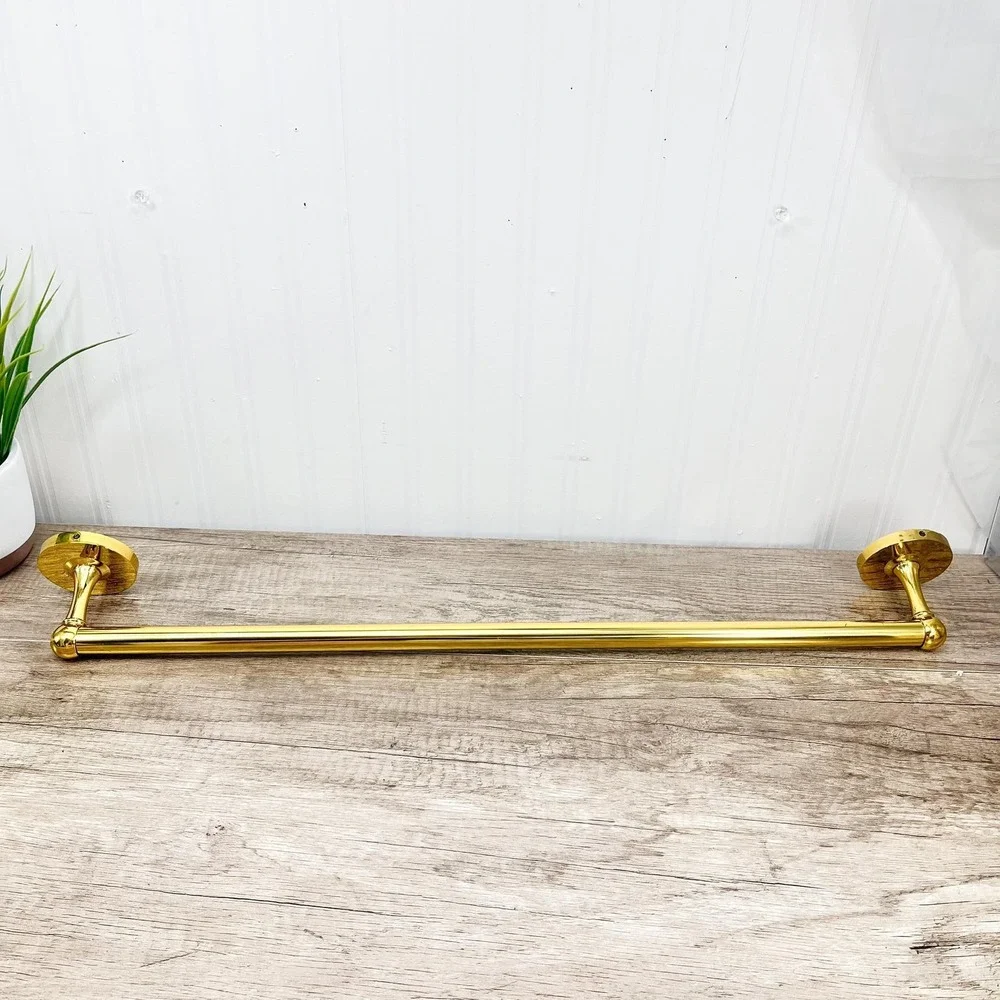 Gold‎ Hollywood Regency Towel Holder - Vintage Brass Hand Towel Rod